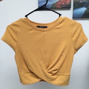 Mustard Twist-Front Cropped Top (worn once)